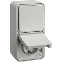 Hager Berker Combischakelaarcontactdoos met opbouwbehuizing W1 - 47803522