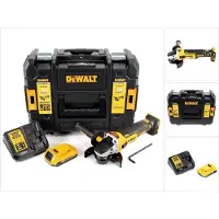 DeWalt DCG 405 D1 accu haakse slijper 18V 125 mm borstelloos + 1x accu 2,0 Ah + oplader + TSTAK
