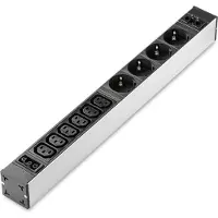 Plenty 19'' stekkerdoos met Prolink installatiestekker en 4 + 6 contacten / zwart/zilver