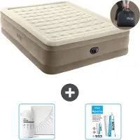 Intex Luchtbed - 2-Persoons - 152 x 203 x 46 cm - Beige - Inclusief pomp - Hoeslaken en Reparatieset