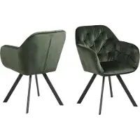 Ebuy24 Lola eetkamerstoel met armleuningen staal/stof 2 stuks