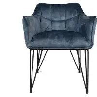 Bronx Velvet eetkamerstoel Jayron blauw