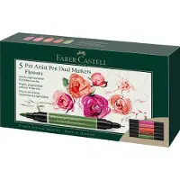 Faber-Castell tekenstift - Pitt Artist Pen - duo marker - Flowers - etui 5 stuks - FC-162007