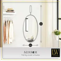 LW Collection wandspiegel zilver rond ovaal 45x96 cm metaal - grote spiegel muur - industrieel - woonkamer gang - badkamerspiegel - muurspiegel slaapkamer zilveren rand - hangspiegel met luxe design