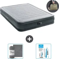 Intex Luchtbed - 2-Persoons - 152 x 203 x 33 cm - Grijs - Inclusief pomp - Hoeslaken en Reparatieset