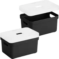 Sunware Opbergboxen met transparante deksel - 3x stuks - kastmanden - zwart - 13 liter - kunststof - 35 x 25 x 18 cm - Opbergers