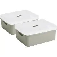 Sunware opbergbox - 2x stuks - 24 liter - lichtgroen - kunststof - transparante deksel - 45x35x18 cm - Sigma serie