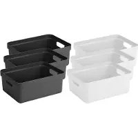 Sunware Set van 8x stuks opbergboxen/opbergmanden 24 liter kunststof antraciet en wit - Formaat per box: 45,3 x 35,4 x 18,3 cm