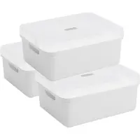 Sunware opbergbox - 3x stuks - 24 liter - wit - kunststof - transparante deksel - 45x35x18 cm - Sigma serie
