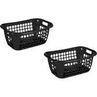 Sunware 3x stuks zwarte wasmanden/wasgoedmanden met handgrepen 55 cm - Draagwasmanden - Wasgoedmand - Mand met handgrepen