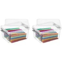 Sunware Set van 10x stuks q-line opberg box/opbergdoos - 2 liter - 20 x 15 x 10 cm - kunststof - opslagbox - transparant/zilver