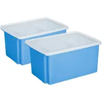 Sunware opslagboxen set - 2x stuks -51 liter - blauw - 59 x 39 x 29 cm - afsluitbare deksel