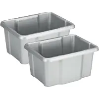 Sunware Opslagbox Nesta - 4x - kunststof - 24L - grijs - 42 x 33 x 22 cm - stapelbaar
