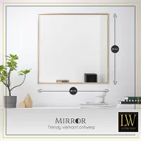 LW Collection wandspiegel goud vierkant 80x80 cm metaal - grote spiegel muur - industrieel - woonkamer gang - badkamerspiegel - muurspiegel slaapkamer gouden rand - hangspiegel met luxe design
