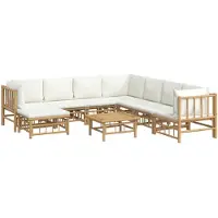 vidaXL 9-delige Loungeset met kussens bamboe crèmewit