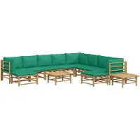 vidaXL 12-delige Loungeset met kussens bamboe groen