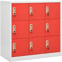 vidaXL Lockerkast 90x45x92,5 cm staal lichtgrijs en rood