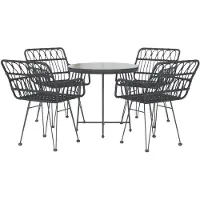 vidaXL 5-delige Tuinset poly rattan zwart