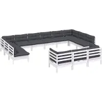 vidaXL 13-delige Loungeset met kussens grenenhout wit
