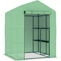 vidaXL Tuinkas met schappen 143x143x195 cm staal