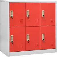 vidaXL Lockerkasten 2 st 90x45x92,5 cm staal lichtgrijs en rood