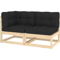 vidaXL 2-delige Loungeset met kussens massief grenenhout