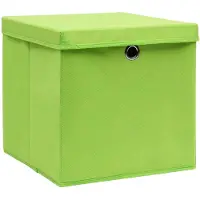 vidaXL Opbergboxen met deksel 10 st 28x28x28 cm groen
