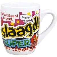 Merkloos Cartoon mok/beker geslaagd 300 ml - feest mokken