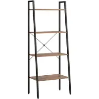 vidaXL Ladderrek met 4 schappen 56x35x140 cm donkerbruin en zwart
