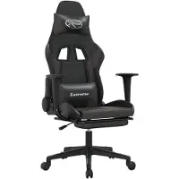 vidaXL Massage gamestoel met voetensteun kunstleer zwart en grijs