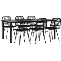 vidaXL 7-delige Tuinset poly rattan zwart