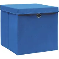 vidaXL Opbergboxen met deksel 4 st 28x28x28 cm blauw