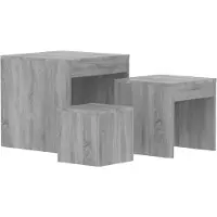 vidaXL 3-delige Tafeltjesset bewerkt hout grijs sonoma eikenkleurig