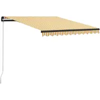 vidaXL Luifel handmatig uittrekbaar met LED 300x250 cm geel en wit