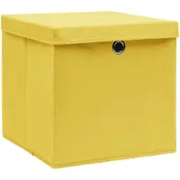 vidaXL Opbergboxen met deksel 10 st 28x28x28 cm geel