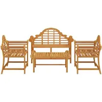 vidaXL 4-delige Loungeset massief teakhout