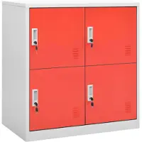 vidaXL Lockerkasten 5 st 90x45x92,5 cm staal lichtgrijs en rood