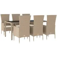 vidaXL 7-delige Tuinset met kussens poly rattan beige