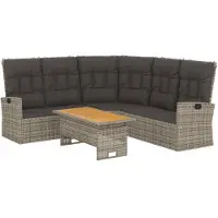 vidaXL 2-delige loungeset voor de tuin met kussens, grijs, van polyrotan