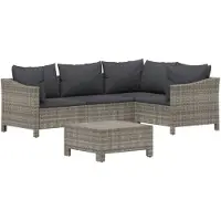 vidaXL 5-delige loungeset voor de tuin met kussens, grijs, polyrotan