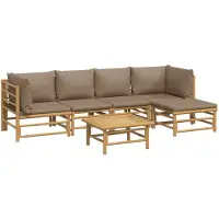 vidaXL 6-delige Loungeset met kussens bamboe taupe