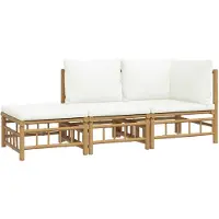 vidaXL 3-delige Loungeset met kussens bamboe crèmewit