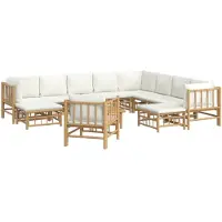 vidaXL 12-delige Loungeset met kussens bamboe crèmewit