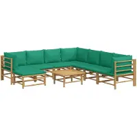 vidaXL 9-delige Loungeset met kussens bamboe groen