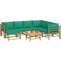 vidaXL 8-delige Loungeset met kussens bamboe groen