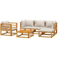 vidaXL 6-delige Loungeset met lichtgrijze kussens massief hout