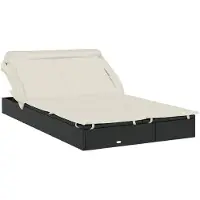 vidaXL Ligbed 2-persoons met dak 213x118x97 cm poly rattan zwart