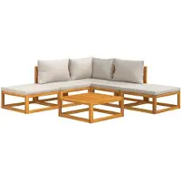 vidaXL 6-delige Loungeset met lichtgrijze kussens massief hout