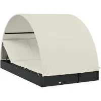 vidaXL Ligbed 2-persoons met rond dak 211x112x140 cm poly rattan zwart