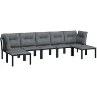 vidaXL 7-delige loungeset voor de tuin, zwart en grijs, van polyrotan